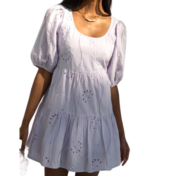 Seven Wonders Dresses & Skirts - Seven Wonders 1/2 Sleeve Open Back Babydoll Dress Purple Size XL NWT
